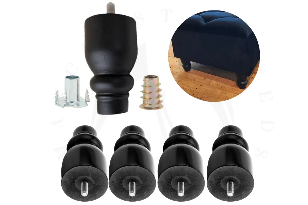 Black Wooden Furniture Legs with M8 Screw Thread